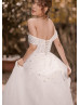 Off Shoulder Ivory Bling Bling Tulle Wedding Dress